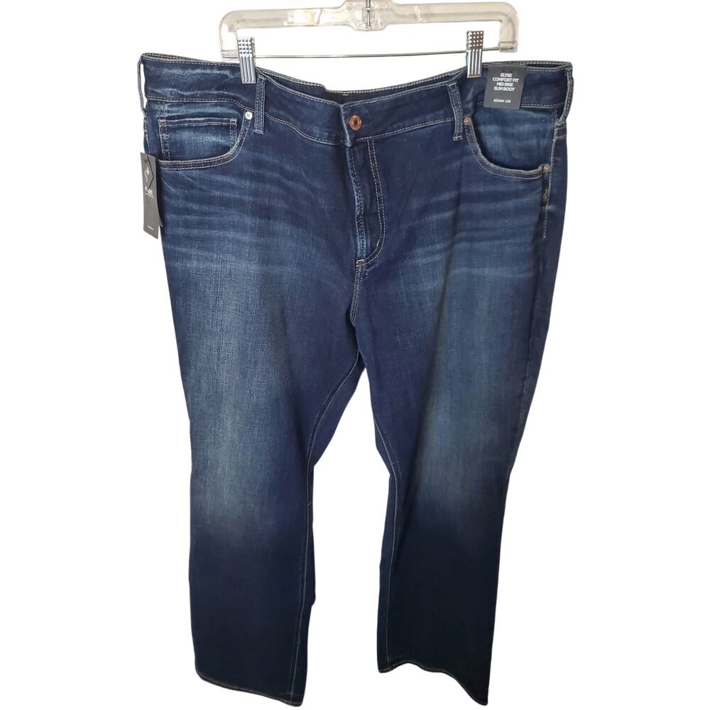 Silver Jeans Co. Elyse Comfort Fit Mid Rise Jeans, NWT 24W